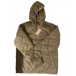 Patagonia Jacket Boys' Diamond Quilt Hooded Brown Green Gorpcore Unisex New NWT